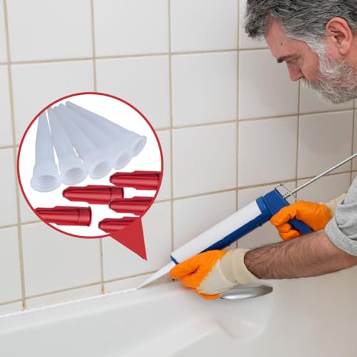 12 Pcs Caulk Extension Nozzle Plastic Nozzles Kit Caulk Saving Caps & Applicator Tools for Easy Sealing Projects in Kitchen Bathroom