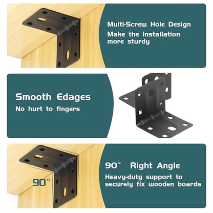 Alise 30 Pack Black 2x2in L Brackets Heavy Duty Metal for Wood Furniture - color: Matte Black, size: (30P) 2X2 inch