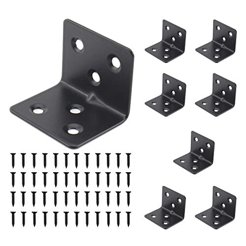 Heavy Duty Stainless Steel Corner Bracket,ULIFESTAR L Shaped Shelf Bracket 90 Degree Corner Brace Large Joint Right Angle L Bracket for Furniture Wood Cabinets Shelves 8 Pack Black(38x30x30mm) - size: 38*30*30mm 6 Screw Holes