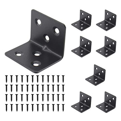 Heavy Duty Stainless Steel Corner Bracket,ULIFESTAR L Shaped Shelf Bracket 90 Degree Corner Brace Large Joint Right Angle L Bracket for Furniture Wood Cabinets Shelves 8 Pack Black(38x30x30mm) - size: 38*30*30mm 6 Screw Holes