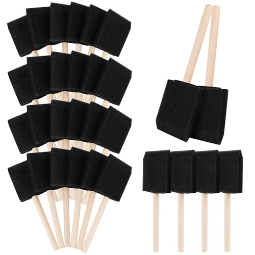 ZUFECY 30 Pack Sponge Brushes, 2 Inch Wood Handle for Painting Crafts