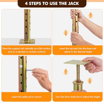 4Pack Adjustable Floor Jack,19" - 36" Telescoping Jack Post