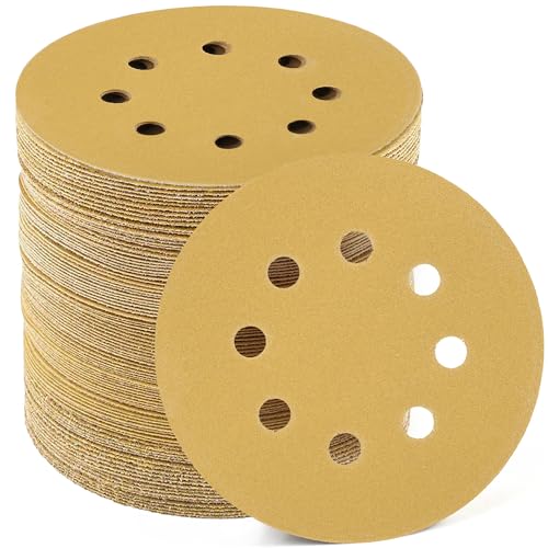LotFancy 100 PCS 220 Grit Sandpaper, 5 Inch 8 Hole Sanding Disc Aluminum Oxide, Orbital Sander Sandpaper for Stripping Paint, Sand Paper for Wood, Plastic, Rust Removal, Random Orbital Sander Pads - style: 100PCS 220 Grit