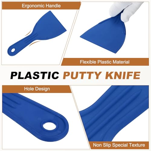 HARFINGTON 20pcs Putty Knife Scraper 4" Width Flexible Plastic Putty Knife Paint Scraper Tool for Taping Drywall Spreading Painting Wall Scratching Blue - color: Blue, size: 4"