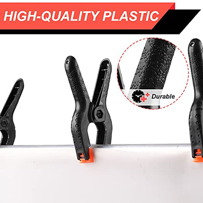 16 Pack Spring Clamps, 4.5inch Plastic Clips, Small Backdrop Clips, Clamps Heavy Duty, Spring Clips for Crafts, Backdrop Stand, Woodworking, Photography Studios (Black) - size: 16 Pack,4.5inch