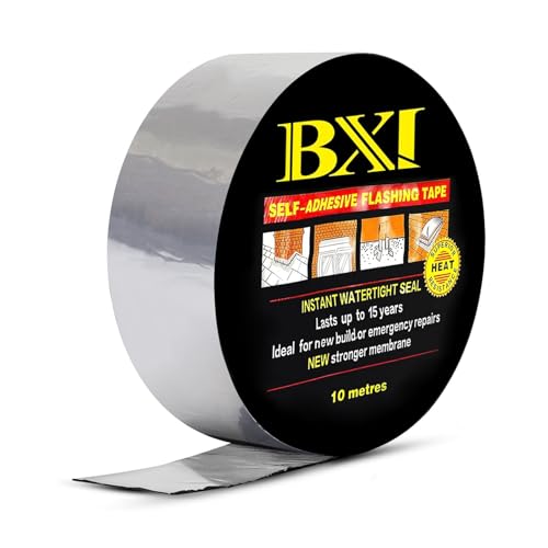 BXI Flashing Roll Tape Membrane, 2 inches X 32 Feet Thick Waterproof Patch Seal Tape, Self-Adhesive SBS Modified Rubberized Asphalt, Deck Seam Joist Leak Sealant for Roof Window Gutter Repair Outdoor - size: 2'' X 32'