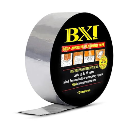 BXI Flashing Roll Tape Membrane, 2 inches X 32 Feet Thick Waterproof Patch Seal Tape, Self-Adhesive SBS Modified Rubberized Asphalt, Deck Seam Joist Leak Sealant for Roof Window Gutter Repair Outdoor - size: 2'' X 32'
