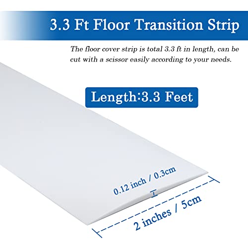 FONUNO Vinyl Floor Transition Strip Self Adhesive Threshold Strip - color: White, size: 2 Inch x 3.3 Feet