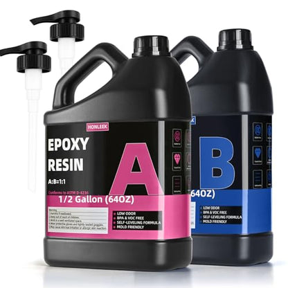 1 Gallon Crystal Clear Epoxy Resin Kit,1:1 Volume Ratio, High Gloss Finish, UV Resistant, Fast Cure, Ideal for Art, Jewelry, Crafting, Tumblers & More - Includes Resin & Hardener - size: 1 Gallon