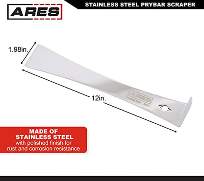 ARES 46017 12-In Stainless Steel Pry Bar Scraper - Built-In Nail Puller