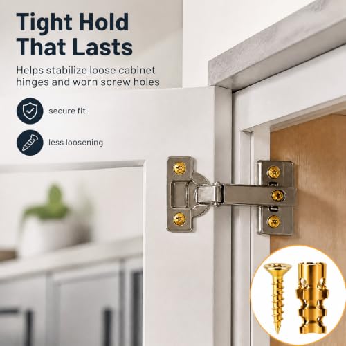 6×14mm Short Expansion Screw Set for Cabinet Hinge Stripped Thread Restoration for Wood Tile Stone Cabinet Door Fixing(30 Sets)