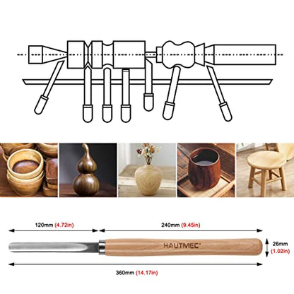 HAUTMEC Professional Wood Turning Chisel 8 pcs Set, Lathe Chisel Set with 2 Skew 1 Spear Point 1 Parting 1 Round Nose & 3 Gouge Tools for Beginners, Hobbyists and Professionals HT0237-WW - style: Crv Blade | Beech Handle