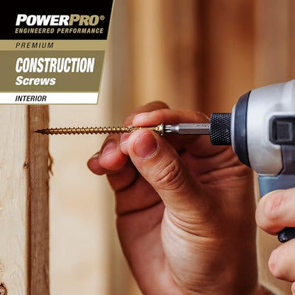 Power Pro Wood Screws, #9 x 2-1/2in, 443 Pack, Gold Zinc - size: 5 lb Tub, style: #9 x 2-1/2"