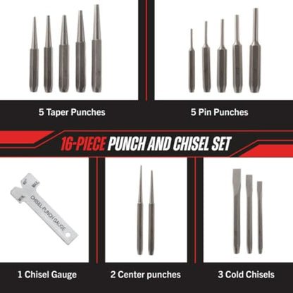 Stalwart 75-HT4072 Punch And Chisel Set (16 Piece)