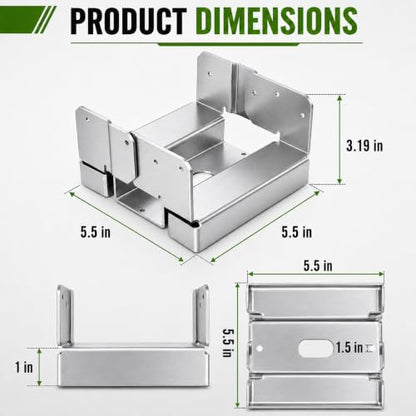 Hedday 6x6 Post Base for Concrete Heavy Duty Galvanized Post Anchor Base - style: With Accessories
