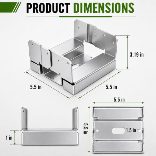 6PCS 6x6 Post Base for Concrete Heavy Duty Galvanized Post Anchor Base - style: Without Accessories