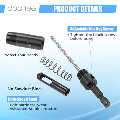 dophee 3PCS Self-Centering Drill Bit with 1/4" Hex Shank, 3/32" 7/64" 1/8"