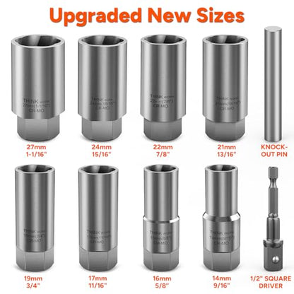 10-Piece Locking Lug Nut Removal Tool, 1/2" Drive Lug Nut Extractor Set - size: W6159-10-PCS