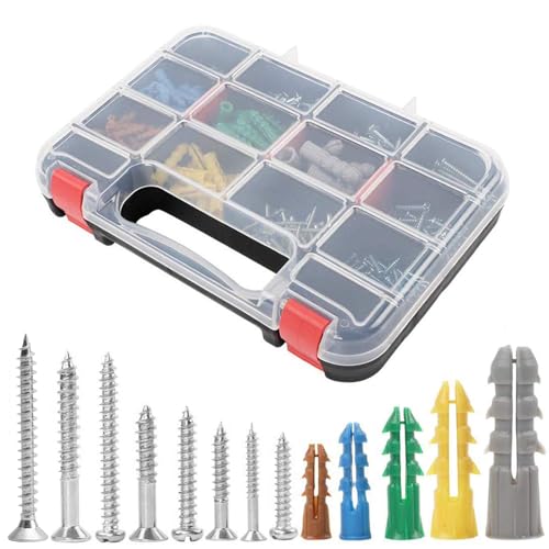 370pcs Drywall Anchors and Screws Assortment Kit