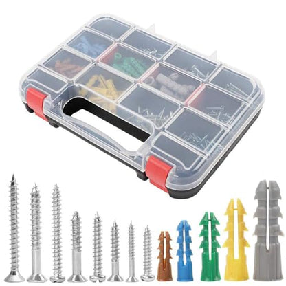 370pcs Drywall Anchors and Screws Assortment Kit