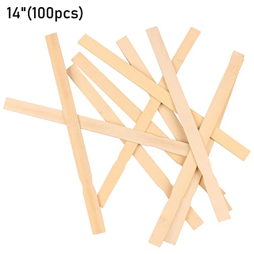 Paint Stir Sticks-Rewiss Bulk 100 PCS 14in Length Bamboo Craft Sticks Natural Color Paint Stir Sticks - size: 14 Inch(100pcs)