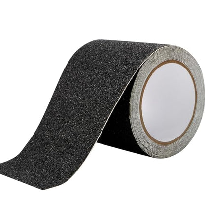 FOURGUN Heavy Duty Anti Slip Tape for Stairs Indoor/Outdoor Waterproof 4" x 16.5Ft High Traction Grit Non Skid, Strong Adhesive, Safety Friction Abrasive Tape for Steps, Ramps, Walkways, Black 80 Grit