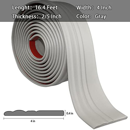 FONUNO Baseboard Molding Trim Peel and Stick Baseboard 4" Wide - color: Gray