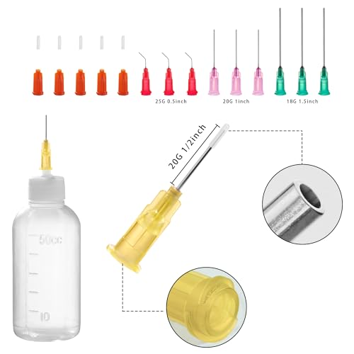 50cc Needle Glue Bottles, Precision Tip Squeeze Applicator Dispenser Bottle - size: 1.7 Ounces