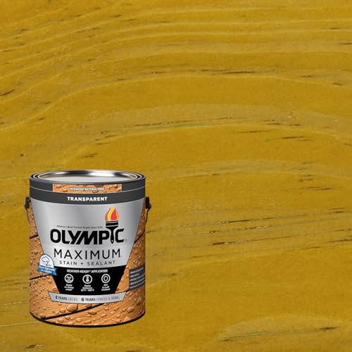 Olympic Maximum 1 gal Honey Gold Transparent Wood Stain & Sealer in One - color: Honey Gold, size: 1 Gallon, style: Transparent