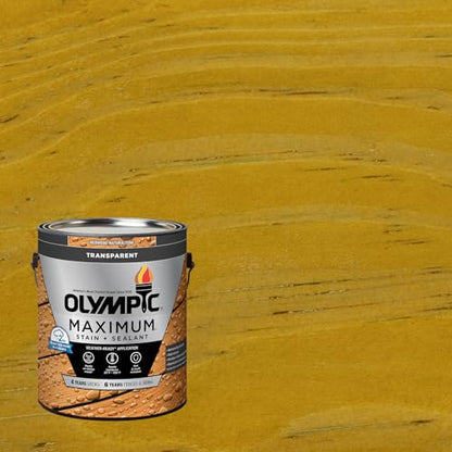 Olympic Maximum 1 gal Honey Gold Transparent Wood Stain & Sealer in One - color: Honey Gold, size: 1 Gallon, style: Transparent