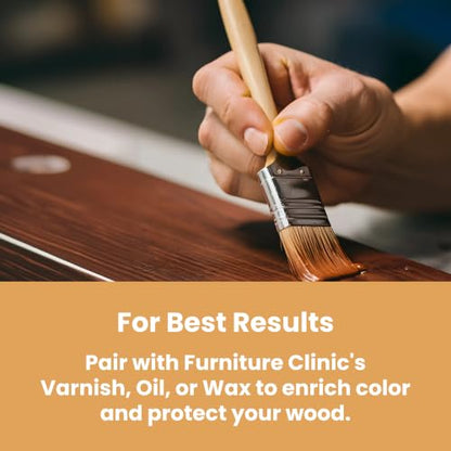 Furniture Clinic Wood Stain, Water-Based & Fast Drying, Teak - color: Teak, size: 2500ml / 85 Fl Oz