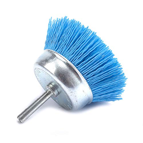 3inch（75mm）Nylon Abrasive Cup Brush with 1/4" Shank Blue Grit 240 - color: Blue