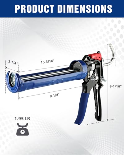 WORKPRO Caulking Gun, Hand Caulk Gun with Adjustable 9:1&18:1 Thrust Ratio - size: 10 oz