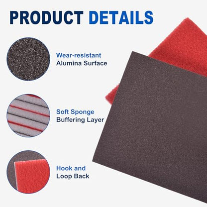 10Pcs 500-600Grit Sanding Sponges, 5.5x4.5In Hook & Loop Black - size: 500-600 Grit