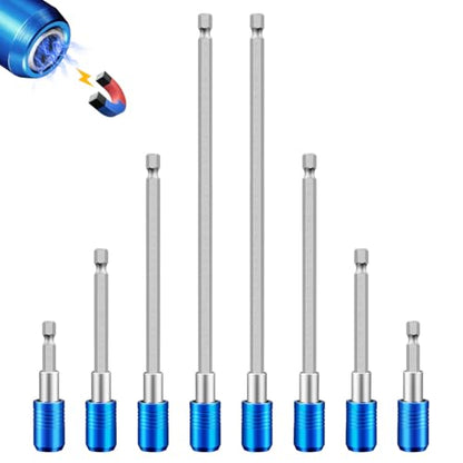 BLACKROBOT 8-Piece Drill Bit Extension Set, Magnetic Quick Change Impact Bit Holder in 2.5", 4", 6", 12" Sizes, for 1/4" Hex Drives, CR-V Steel, Ideal for Screwdriver Bits, Nuts, Drills - size: 8-Piece