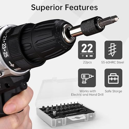 Screw Extractor Set, 22 Pieces Broken Screw Extractor Kit with Magnetic Extension Bit Holder and Socket Adapter, High-Speed Steels, Screw Remover for Screws