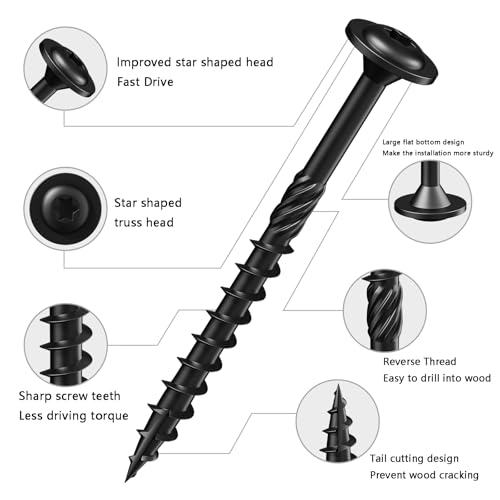 Wensilon #12 x 5 Black Lag Screws,Construction Screw,24PCS 1lbs 5.5x125mm - color: Black, size: #12 x 5"