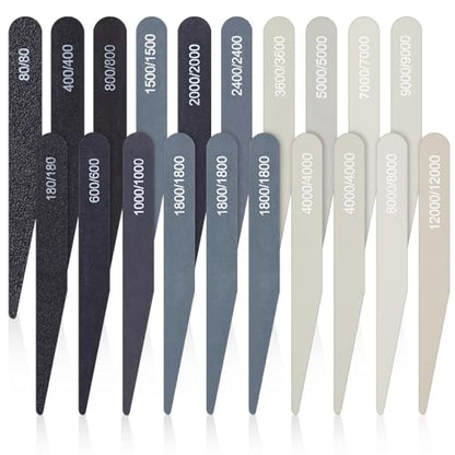 Honoson 20 Pcs Sanding Sticks Model, Low and High Grits, Stylish Style - style: Stylish Style