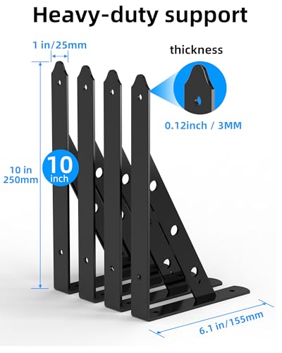 Fence Gate Frame Kit with 10 inch Heavy Duty Hinges, Gate Corner Brace Bracket Heavy Duty Kit, Fence Gate Kit, Gate Hardware for Wooden Fences,Driveway Gates,Shed Doors. Barn Door Lock Latches 1PC - size: 10 inch set