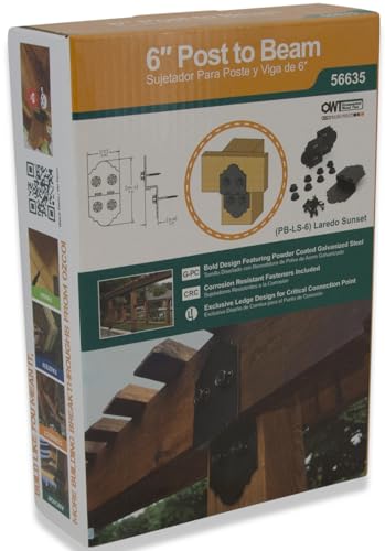 OZCO Laredo Sunset Post to Beam Connector Kit, 6in, 2 Pack, Black