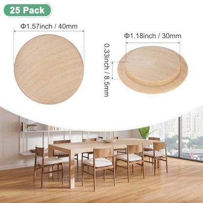 M METERXITY 25-Pack Wood Plugs for Screw Holes, 40 x 30mm Beech Button Wood Top Plugs for Furniture/Stair/Chair/Craft, Flat Head Decorative Wooden Cover - size: 40x30mm