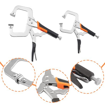 4 Pack 11 & 6 Inch C Clamp Locking Pliers with Swivel Pads