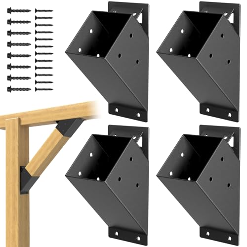 4-Pack 4x4 45-Degree Pergola Bracket Angle Reinforcing Support Anchor - style: 4"x4" 45 degree