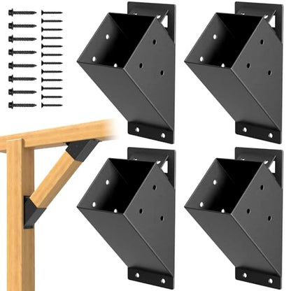 4-Pack 4x4 45-Degree Pergola Bracket Angle Reinforcing Support Anchor - style: 4"x4" 45 degree