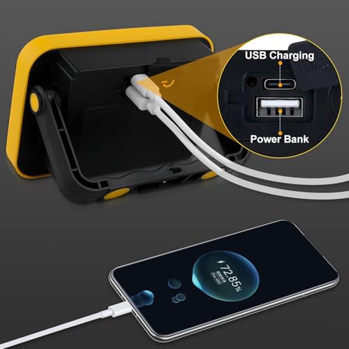 Portable LED Work Light with USB Charging, 5 Brightness Modes, Red Light Function, 4-Pack, Yellow and Black - size: SMD-4Pack