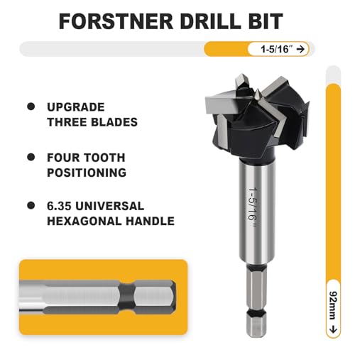 1-5/16" Forstner Drill Bit with 1/4" Quick Change Hex Shank - size: 1-5/16" | 33.5mm
