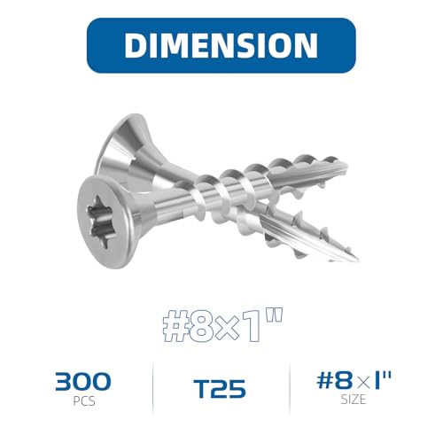 WELLOCKS #8 x 1 in 304 Stainless Deck Screws, 300 PCS - size: #8×1"