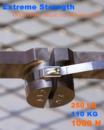Metal Zip Ties of 100 Pcs, 20 IN 304 Stainless Steel Cable Ties, Heavy Duty Metal Zip Ties for Exhaust Wrap, Heat Resistant Fencing Ties. for Pipe, Auto repair. L/20”(500mm) W/0.18”(4.6mm) - size: 500mm( 20 inches )