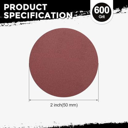 100Pcs Sanding Discs 2Inch 600Grit Hook and Loop Sandpapers Red - size: 2 Inch(600 Grit)