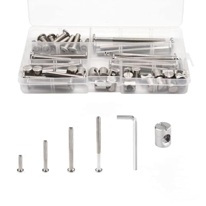 Crib Screw Kit M6x40mm/ 50mm/ 60mm/ 70mm/ 80mm Furniture Bolts Barrel Nuts Assortment for Bunk Beds, Cribs, Baby Furniture Repair (80set) - size: 160pcs